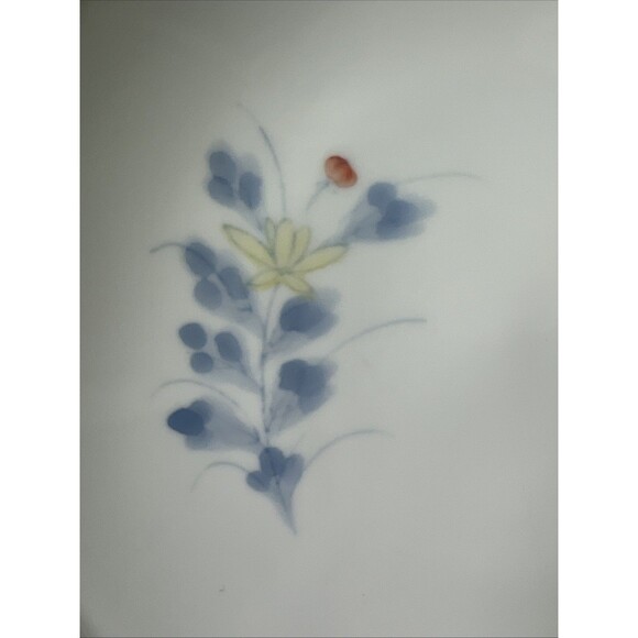 VINTAGE ARITA WARE 5PC PORCELAIN FLORAL BLUE &YELLOW KAZAN KLIN 7.5” PLATE JAPAN - Picture 5 of 8